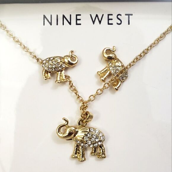 Nine West Elephant Pendant and Earrings Set - Picture 2 of 4